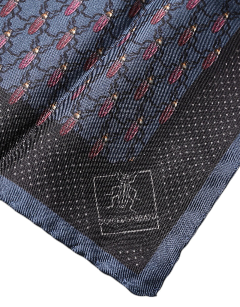 Dark Blue Beetle Square Handkerchief Scarf Dolce & Gabbana