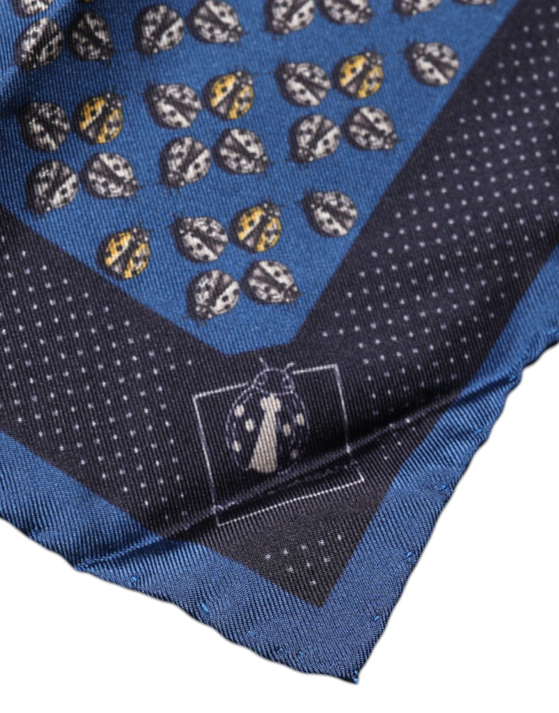Blue Lady Bug Silk Square Handkerchief Scarf Dolce & Gabbana