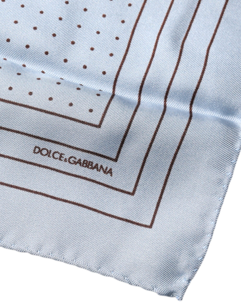 Sky Blue Polka Dots Square Handkerchief Scarf Dolce & Gabbana