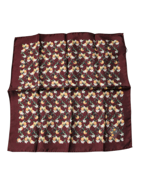Maroon Oranges Silk Square Handkerchief Scarf Dolce & Gabbana