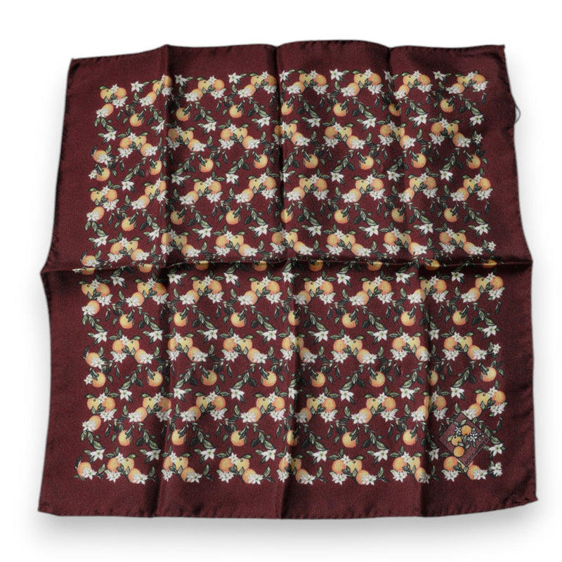 Maroon Oranges Silk Square Handkerchief Scarf Dolce & Gabbana