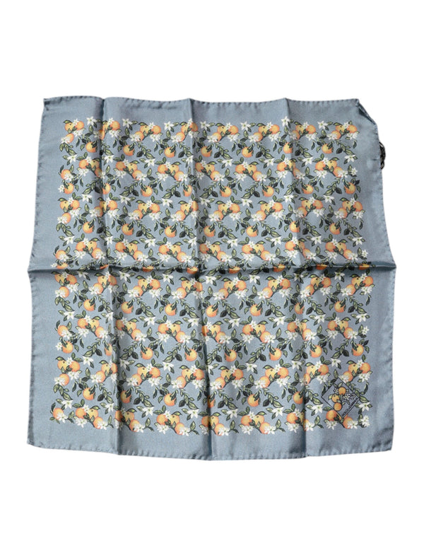 Gray Oranges Silk Square Handkerchief Scarf Dolce & Gabbana