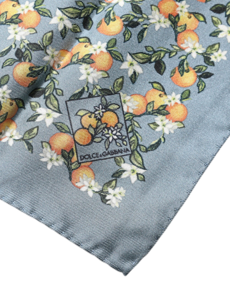 Gray Oranges Silk Square Handkerchief Scarf Dolce & Gabbana