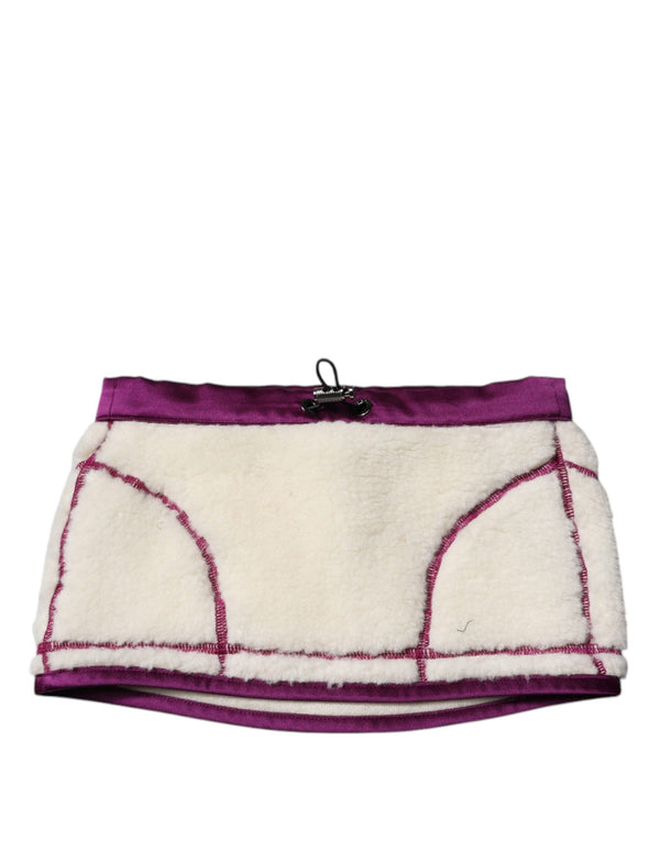 White Purple Cashmere Fleece Neck Warmer Scarf Dolce & Gabbana