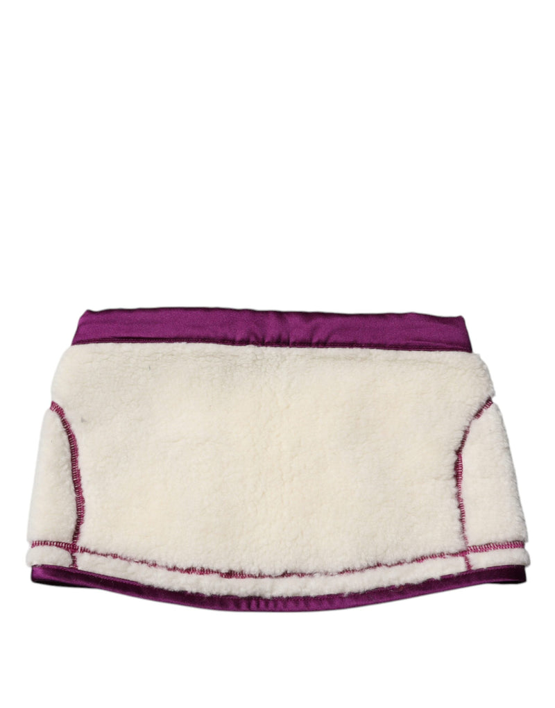 White Purple Cashmere Fleece Neck Warmer Scarf Dolce & Gabbana