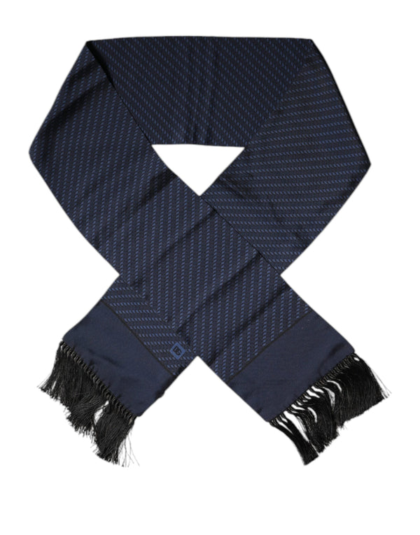 Dark Blue Fantasy Fringes Neck Wrap Scarf Dolce & Gabbana