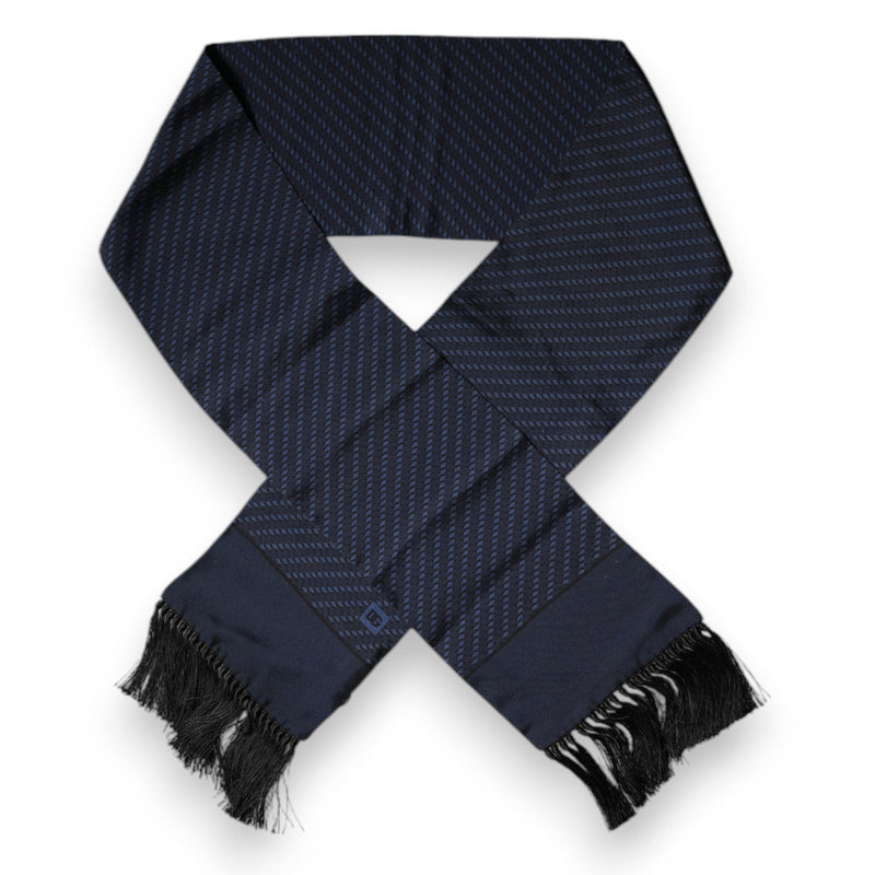 Dark Blue Fantasy Fringes Neck Wrap Scarf Dolce & Gabbana