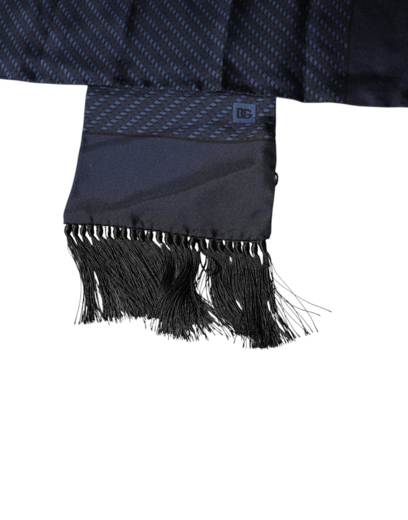 Dark Blue Fantasy Fringes Neck Wrap Scarf Dolce & Gabbana