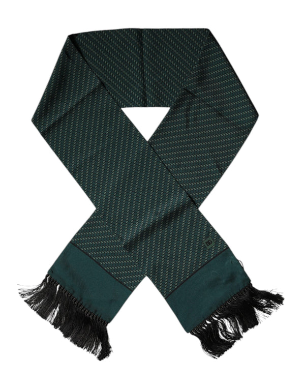 Dark Green Fantasy Fringes Neck Wrap Scarf Dolce & Gabbana