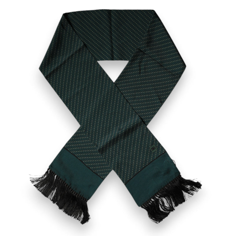 Dark Green Fantasy Fringes Neck Wrap Scarf Dolce & Gabbana