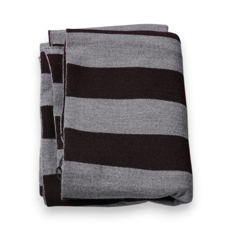 Black Gray Stripes Wool Neck Wrap Scarf Dolce & Gabbana