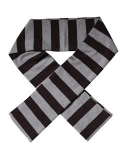 Black Gray Stripes Wool Neck Wrap Scarf Dolce & Gabbana