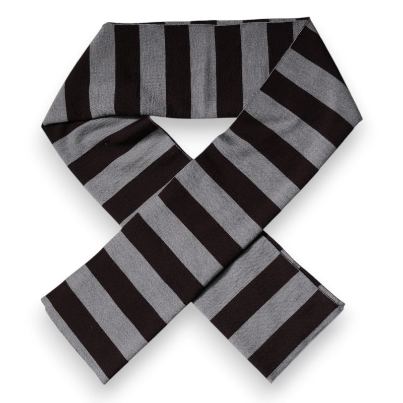 Black Gray Stripes Wool Neck Wrap Scarf Dolce & Gabbana