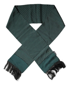 Dark Green Fantasy Fringes Neck Wrap Scarf Dolce & Gabbana