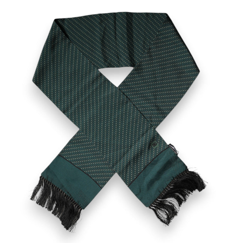 Dark Green Fantasy Fringes Neck Wrap Scarf Dolce & Gabbana