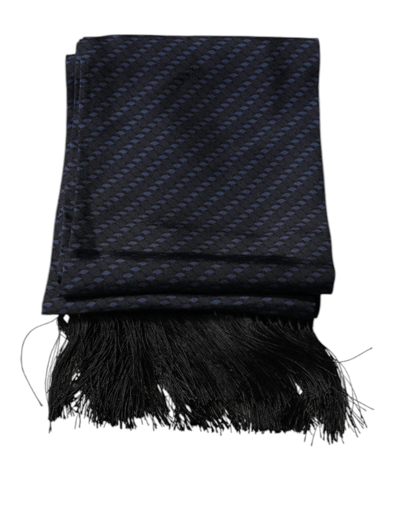 Dark Blue Fantasy Fringes Neck Wrap Scarf Dolce & Gabbana
