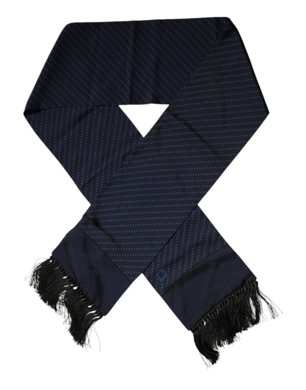 Dark Blue Fantasy Fringes Neck Wrap Scarf Dolce & Gabbana