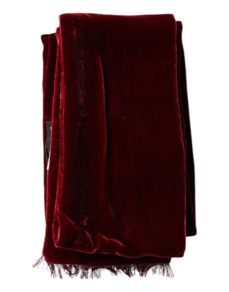 Maroon Silk Fringes Skinny Neck Wrap Scarf Dolce & Gabbana