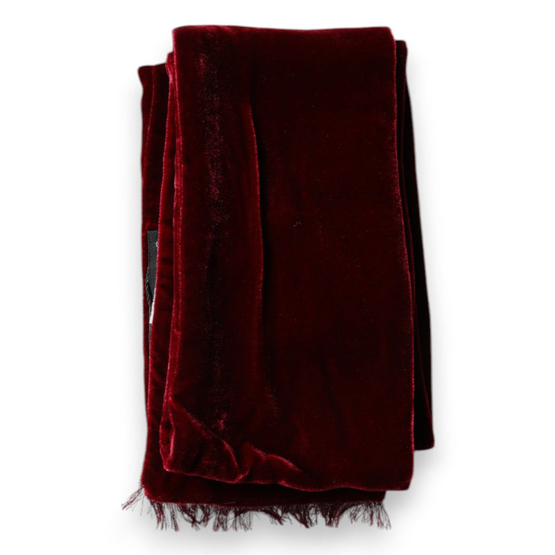Maroon Silk Fringes Skinny Neck Wrap Scarf Dolce & Gabbana