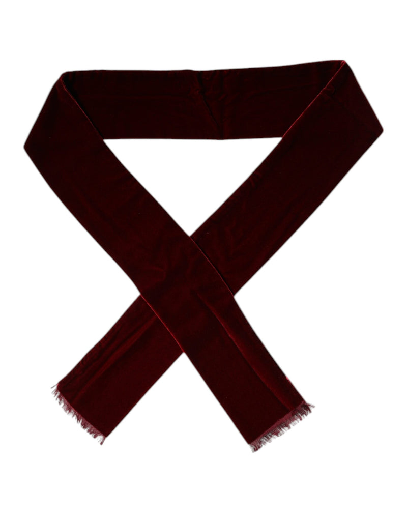 Maroon Silk Fringes Skinny Neck Wrap Scarf Dolce & Gabbana