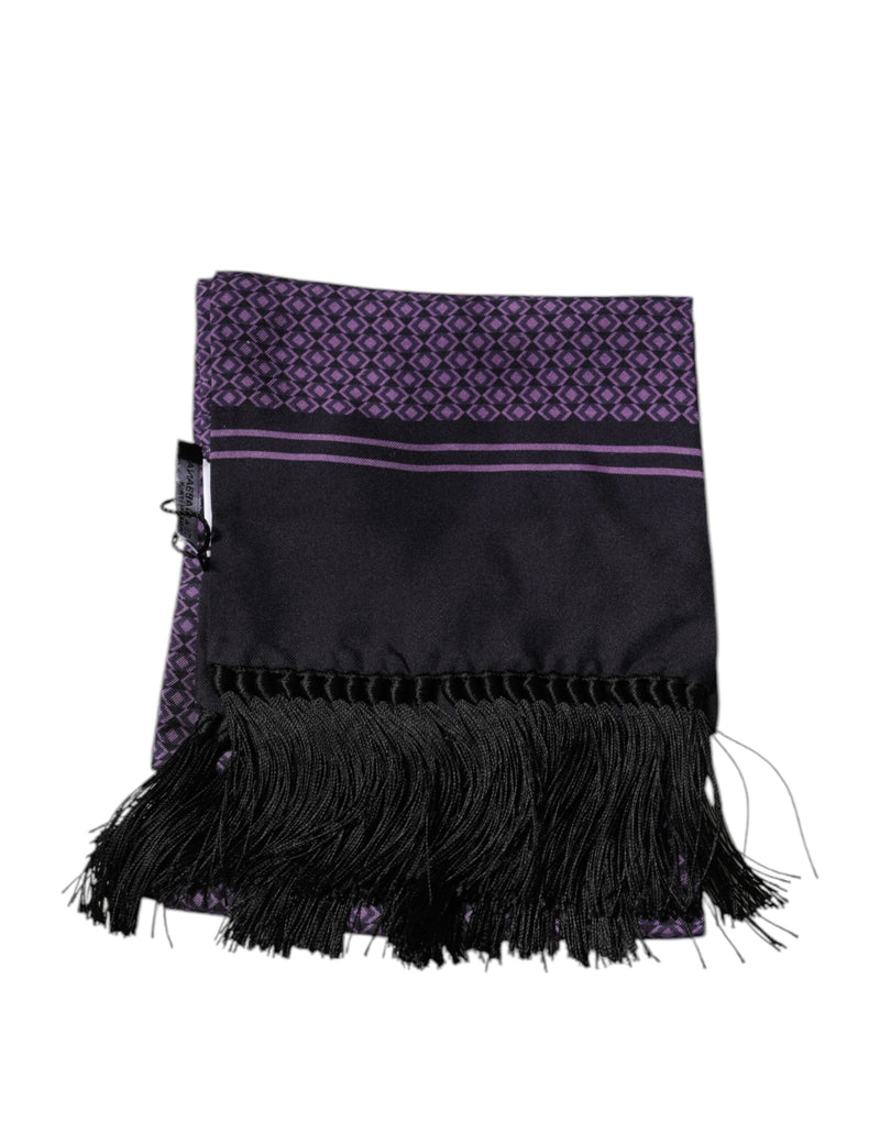 Purple Fantasy Silk Fringes Neck Wrap Scarf Dolce & Gabbana