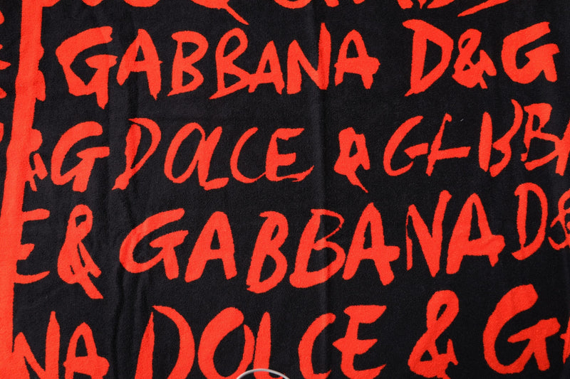 Black Red Logo Print Cotton Beach Towel Dolce & Gabbana