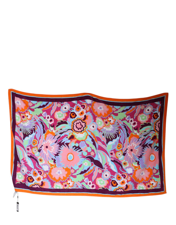 Multicolor Floral Print Cotton Beach Towel Dolce & Gabbana