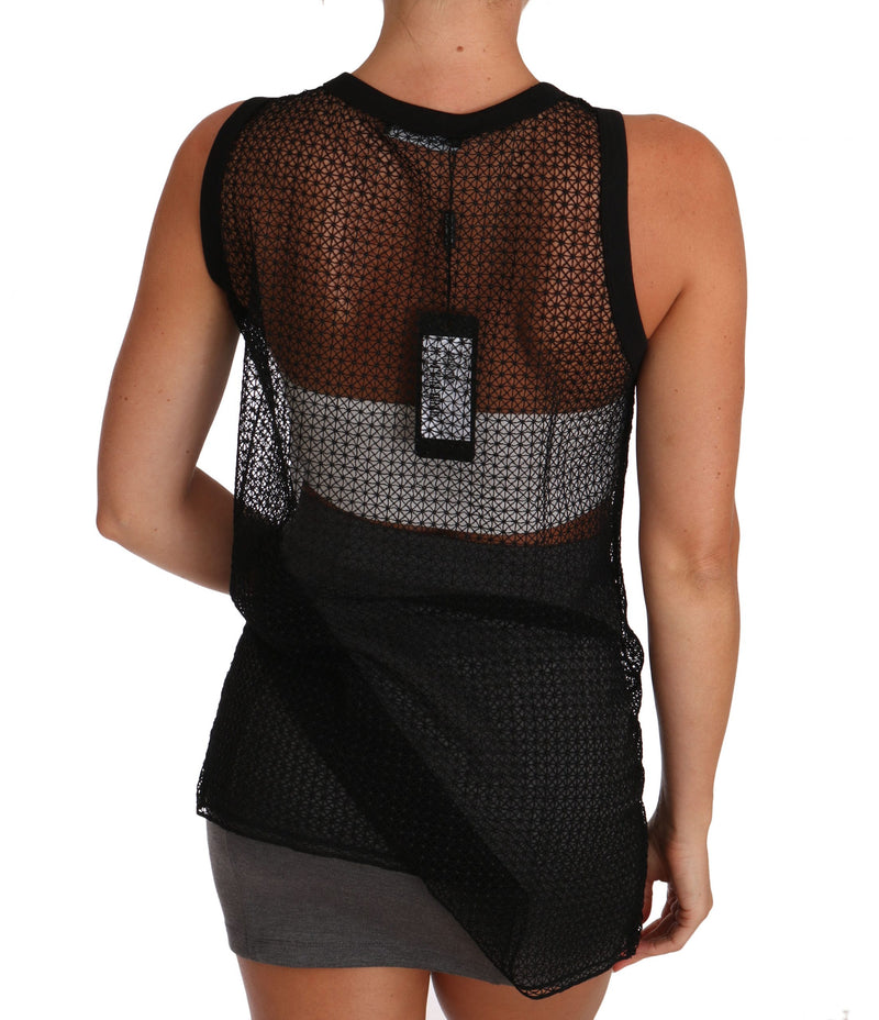Elegant Sleeveless Black Mesh Top Dolce & Gabbana