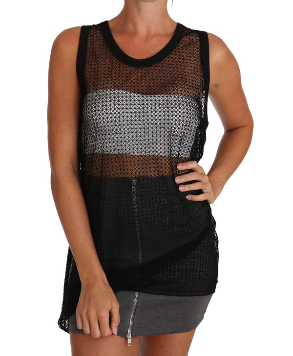 Elegant Sleeveless Black Mesh Top Dolce & Gabbana