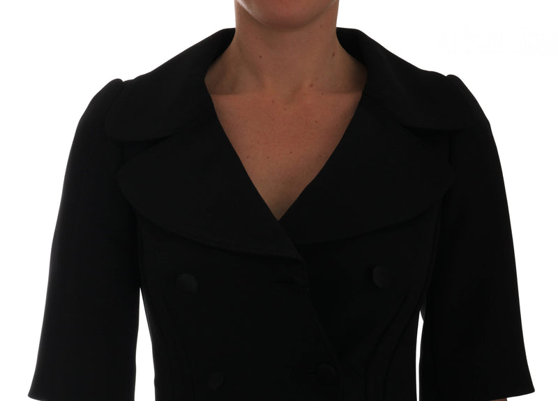 Chic Black Cropped Double Breasted Blazer Dolce & Gabbana