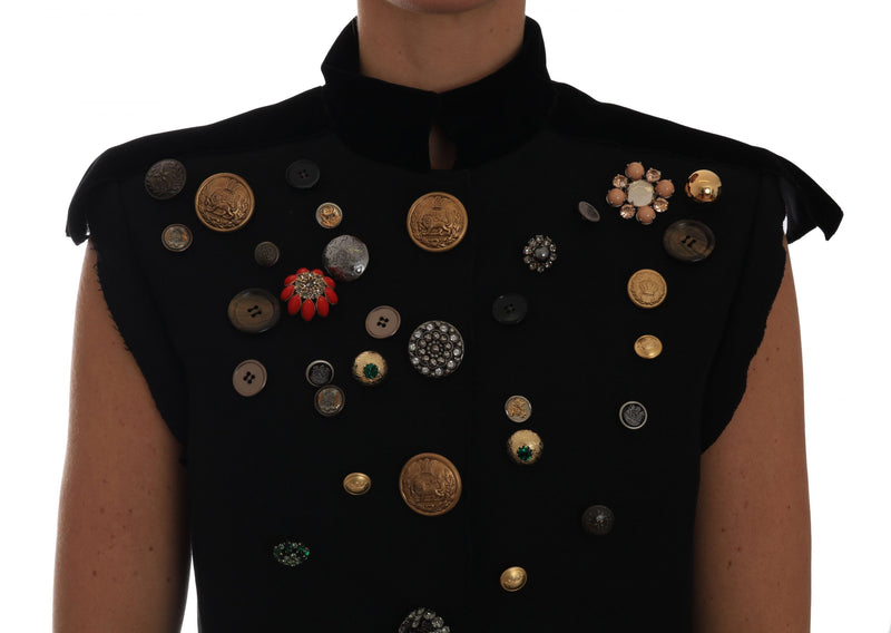 Embellished Black Military Style Vest Dolce & Gabbana