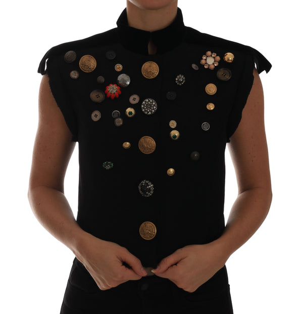 Embellished Black Military Style Vest Dolce & Gabbana