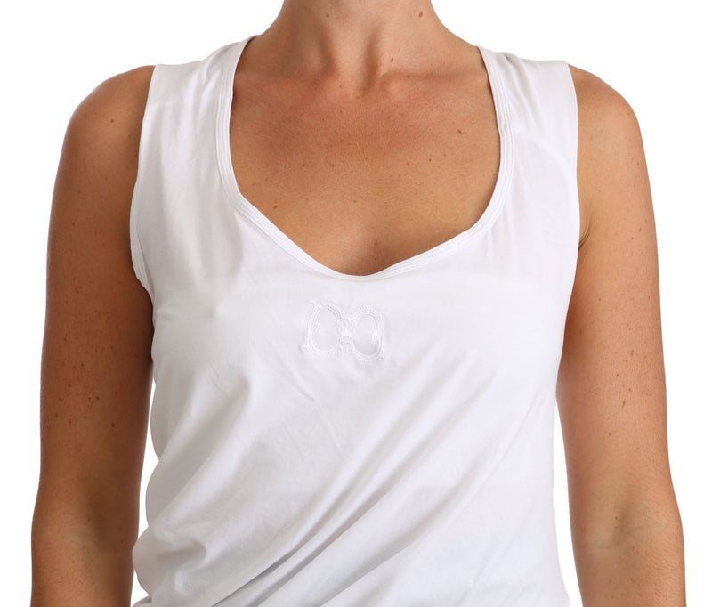 Elegant White Tie Back Tank Top Tee Cavalli