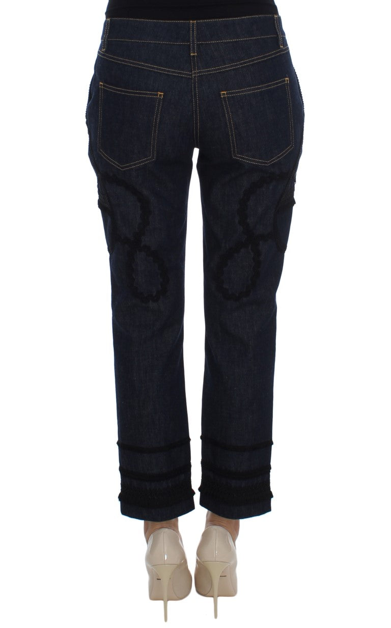 Embroidered Capri Jeans for Elegant Styling Dolce & Gabbana