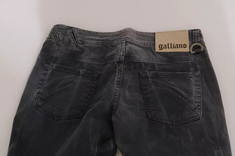 Grey Washed Low Waist Zipper Side Skinny Denim Jeans John Galliano