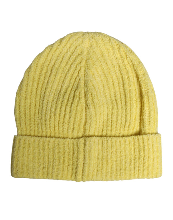 Yellow Cotton Knitted Winter Beanie Hat Dolce & Gabbana