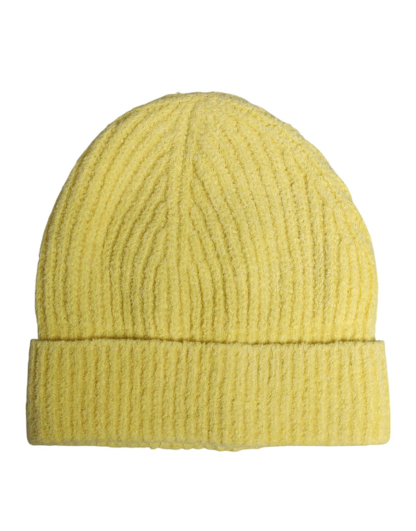 Yellow Cotton Knitted Winter Beanie Hat Dolce & Gabbana