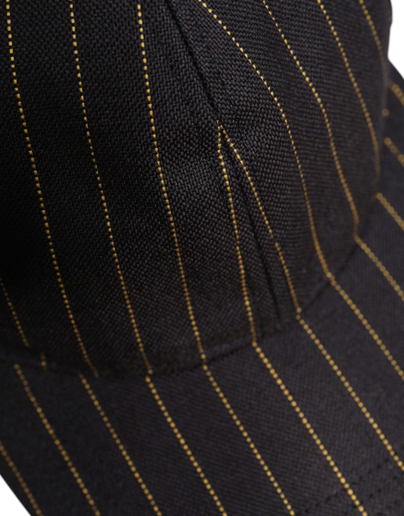 Brown Stripes Cotton 6 Panels Baseball Cap Dolce & Gabbana
