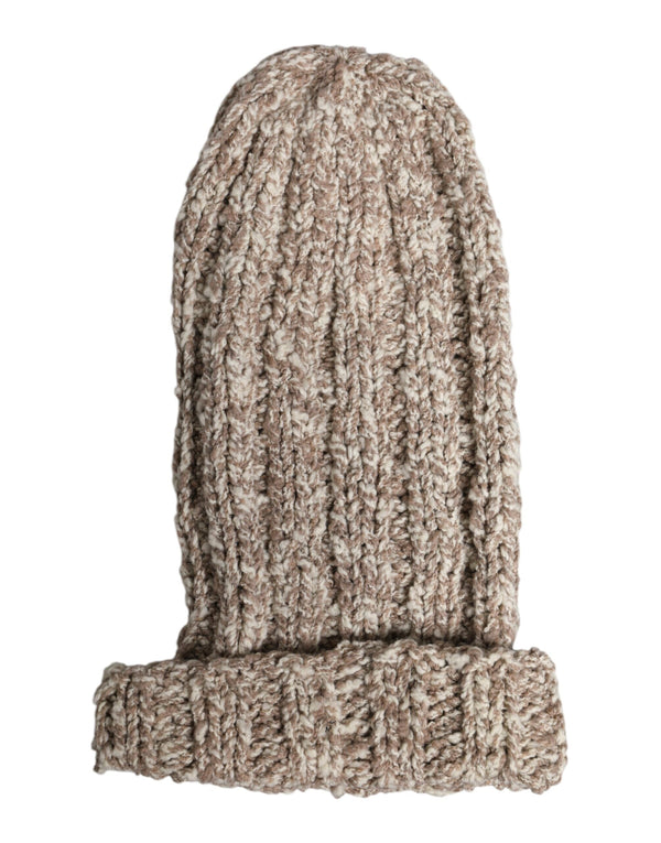 Beige Wool Knitted Ski Mask Balaclava Hat Dolce & Gabbana