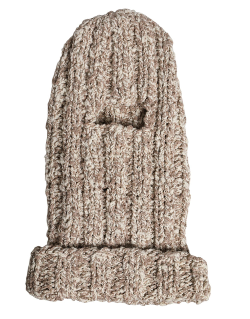 Beige Wool Knitted Ski Mask Balaclava Hat Dolce & Gabbana