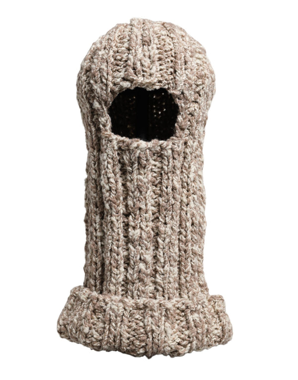 Beige Wool Knitted Ski Mask Balaclava Hat Dolce & Gabbana