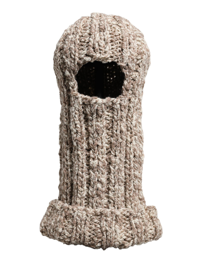Beige Wool Knitted Ski Mask Balaclava Hat Dolce & Gabbana