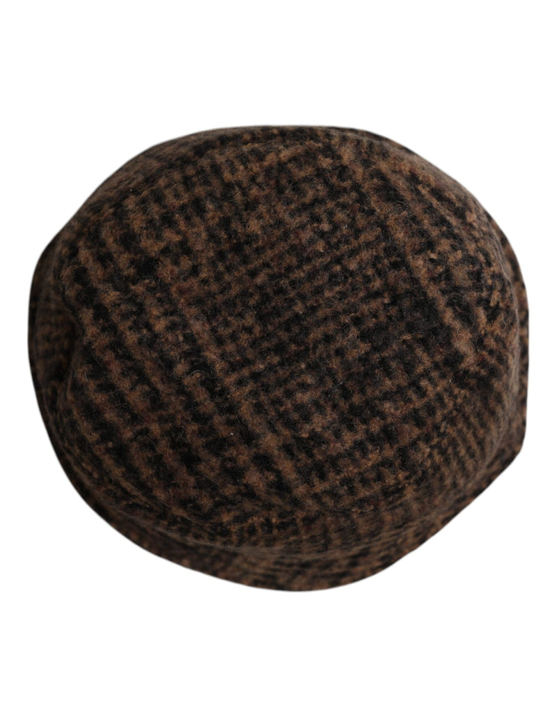 Brown Houndstooth Wool Woven Bucket Hat Dolce & Gabbana