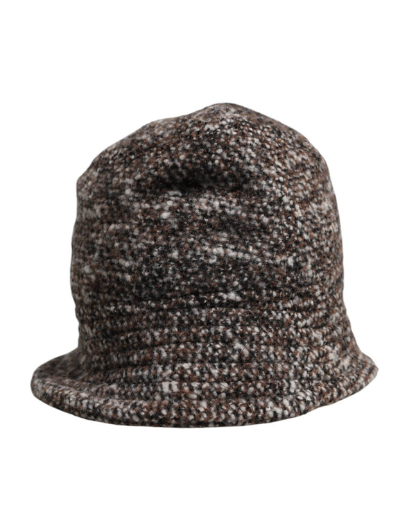 Brown Alpaca Wool Woven Bucket Hat Dolce & Gabbana
