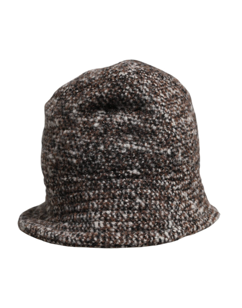 Brown Alpaca Wool Woven Bucket Hat Dolce & Gabbana