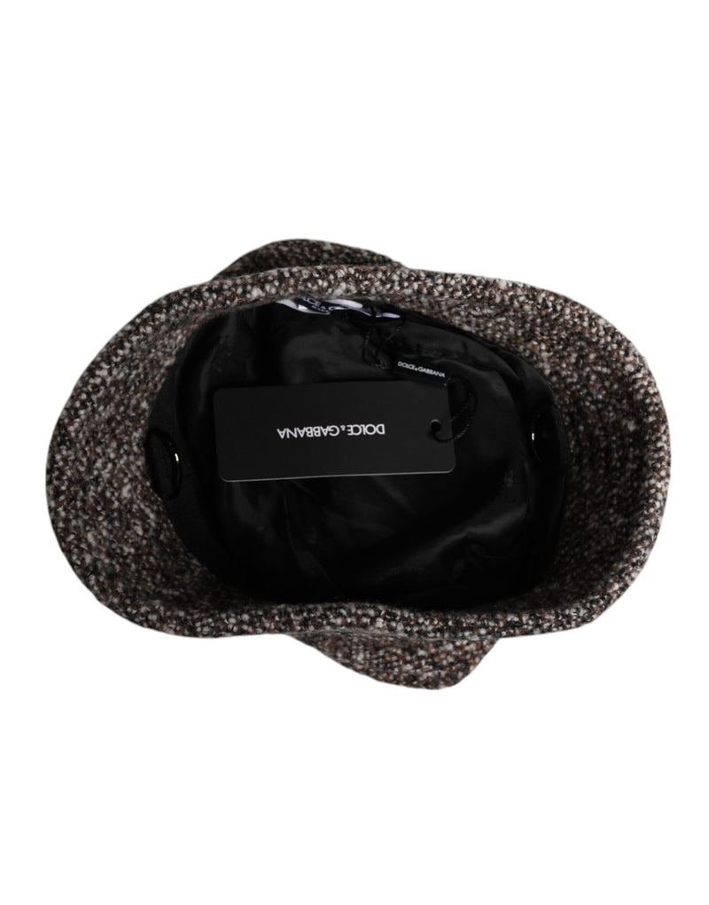 Brown Alpaca Wool Woven Bucket Hat Dolce & Gabbana