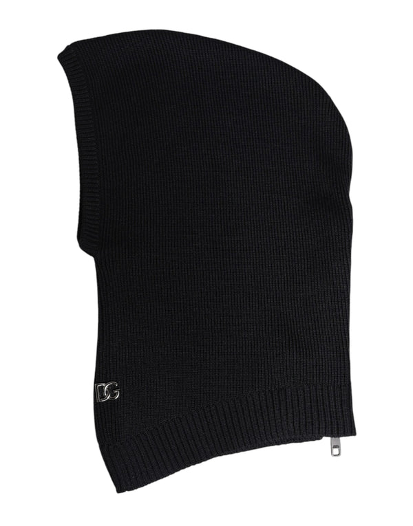 Black Wool Whole Head Wrap Balaclava Hat Dolce & Gabbana