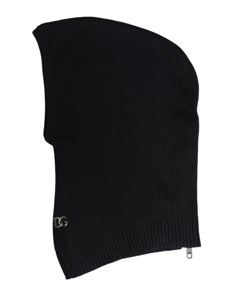 Black Wool Whole Head Wrap Balaclava Hat Dolce & Gabbana