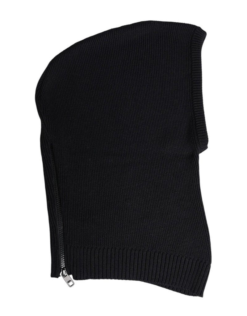 Black Wool Whole Head Wrap Balaclava Hat Dolce & Gabbana
