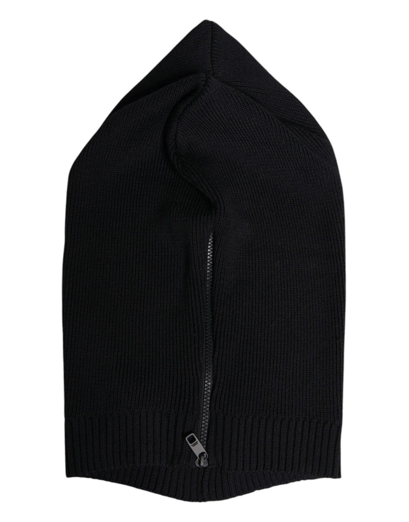 Black Wool Whole Head Wrap Balaclava Hat Dolce & Gabbana
